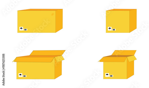 Premium carton box set design vector