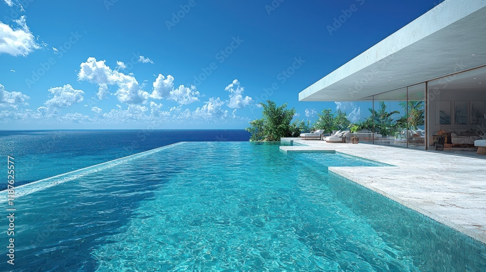 Fototapeta premium Luxurious infinity pool overlooking the ocean.