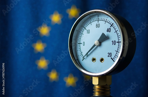 energy crisis in European Union. Manometre, pressure gauge, low gas pressure