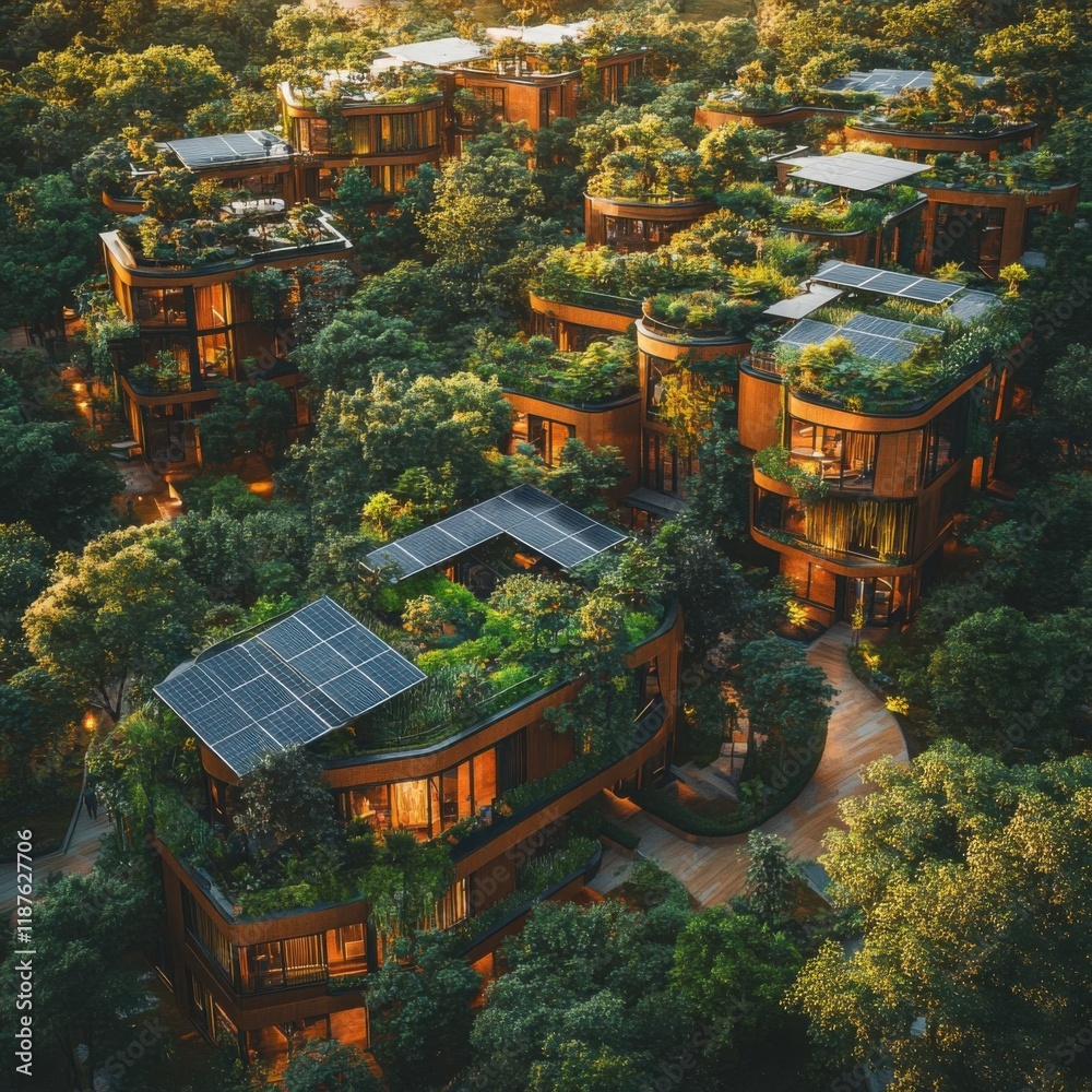 Obraz premium Modern Eco-Friendly Architecture in Lush Greenery