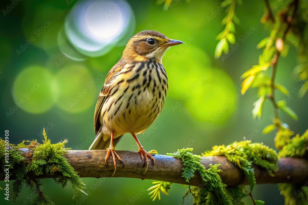 Fototapeta premium Long Exposure Tree Pipit on Branch - AI Photo