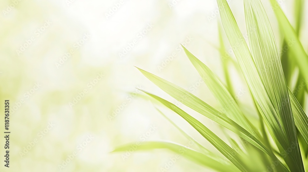 Fototapeta premium Delicate Green Blades of Grass in Soft Light