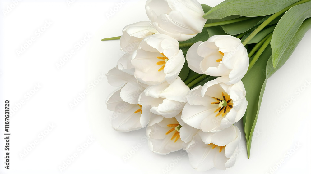 Fototapeta premium White lily flowers isolated on white background. Closeup. Nature. 