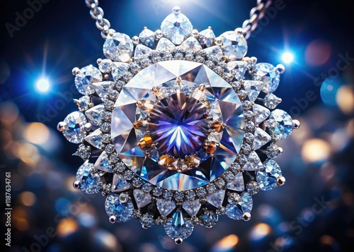 Luxurious Diamond Necklace Close-up, High Fashion Jewelry