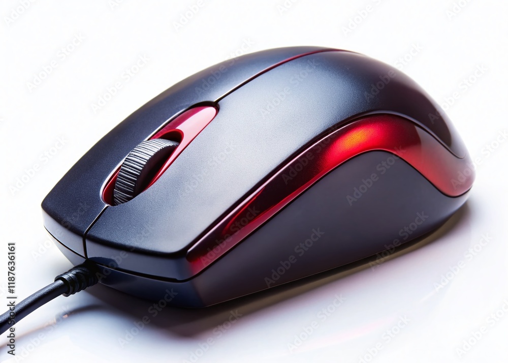 Black Office Mouse on White Background - Working at Computer Concept Stock Photo Black Office Mouse on White Background - Working at Computer Concept Stock Photo