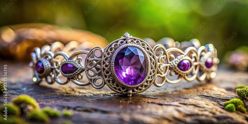 Luxury Silver Bracelet with Filigree & Amethyst - Tilt-Shift Photography Luxury Silver Bracelet with Filigree & Amethyst - Tilt-Shift Photography