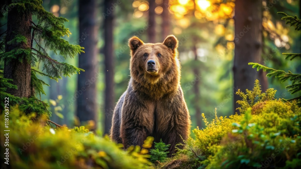 Fototapeta premium Majestic Bear in Forest - AI Photography