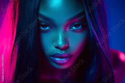 Commercial commercial concept art art. Stunning happy mixed-race girl - for ads, magazine ad and internet use. Long coiffure - straight hair. Vibrant hair colors. Vibrant colored hair styles.
