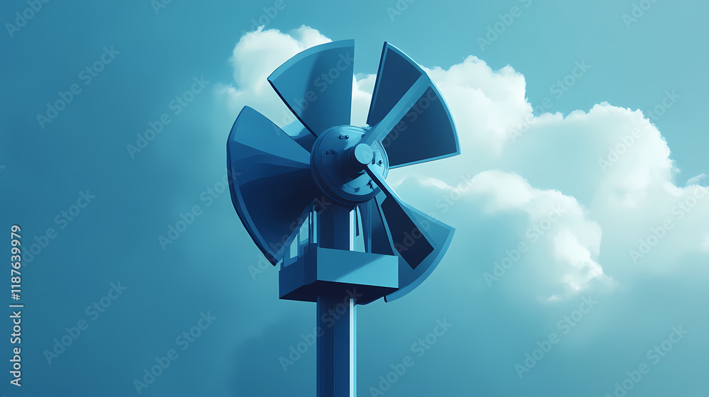 Windkraftanlage in hintergrund mit sicherheit bau helm blau, ai generativ. Windshadow. Illustration Windkraftanlage in hintergrund mit sicherheit bau helm blau, ai generativ. Windshadow. Illustration