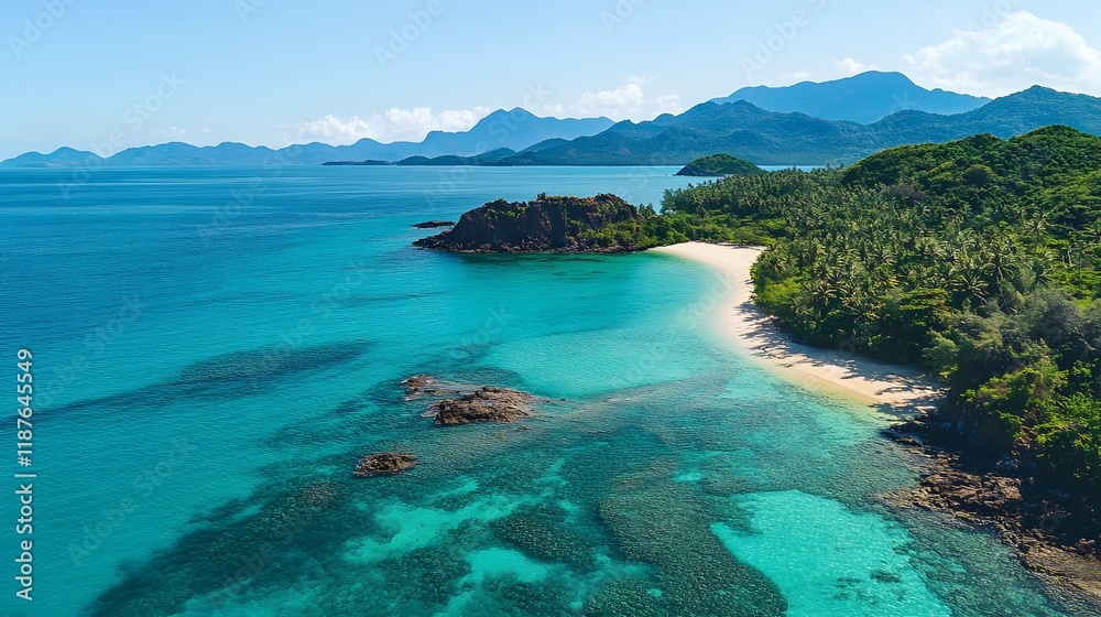 Fototapeta premium Tropical Island Paradise - Captivating Aerial Landscape Photography