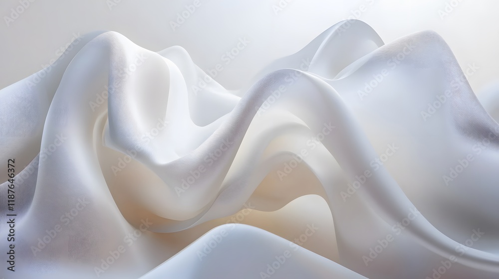 Fototapeta premium Abstract White Fabric Draped in Soft Waves