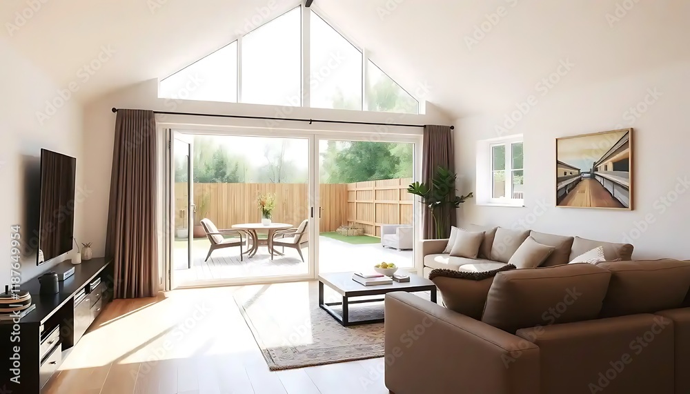 Modern Living Room with Patio Access and Vaulted Ceiling Modern Living Room with Patio Access and Vaulted Ceiling