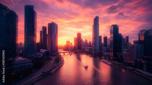 Breathtaking Dubai Skyline at Sunset - Aerial Cityscape Photography