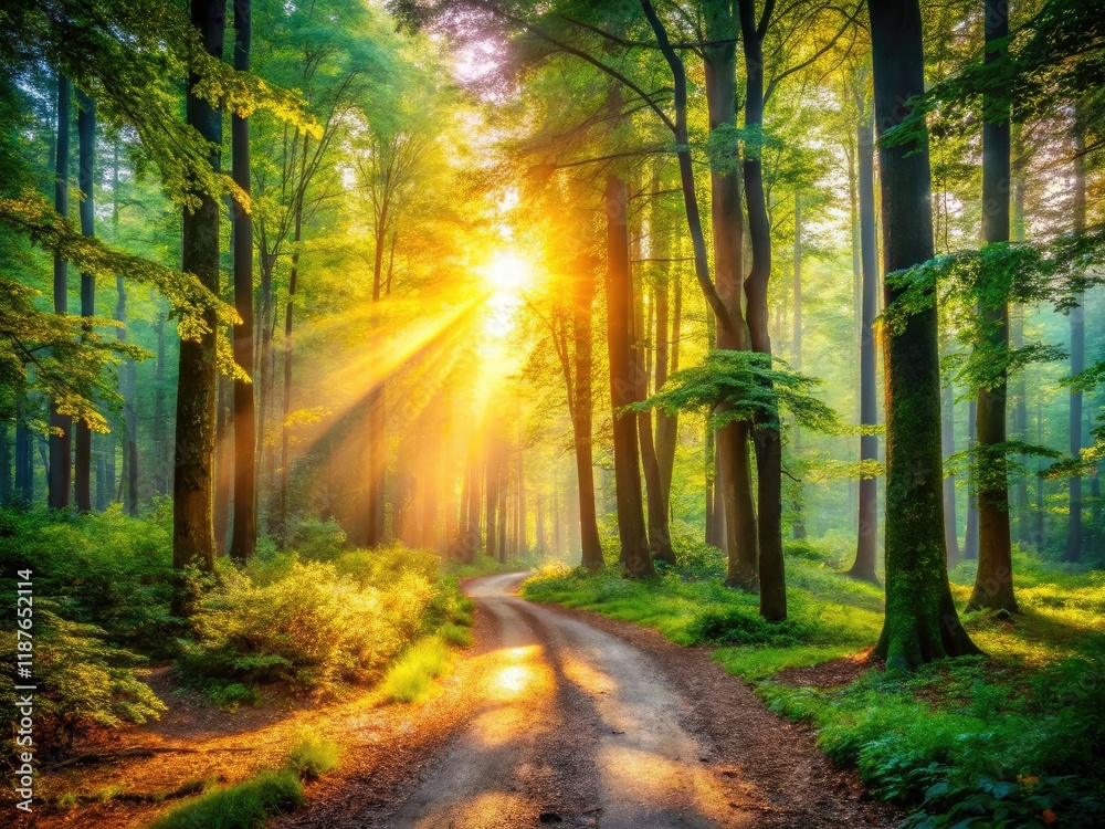 Fototapeta premium Morning Woods Scene with Copy Space - AI Photo