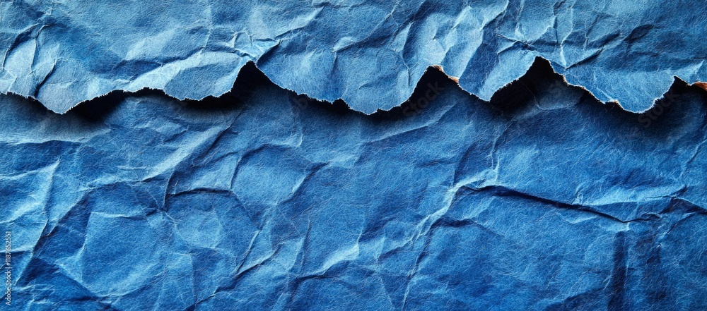 Fototapeta premium Crumpled blue paper texture background
