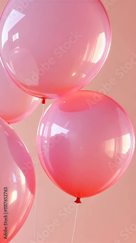 Colorful pink balloons float gracefully against a soft background creating a festive atmosphere