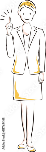アイデアが閃くビジネスウーマンのポーズのイラスト