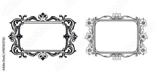 Elegant decorative frame vector icon, outline, silhouette, illustration, isolated on white background
