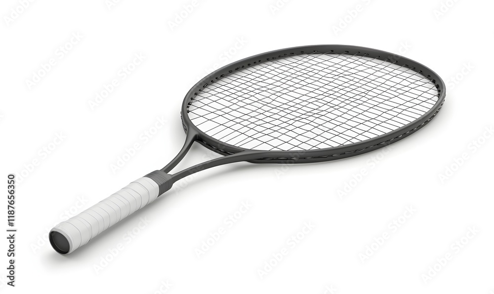 Gray tennis racket isolated on white background. Gray tennis racket isolated on white background.