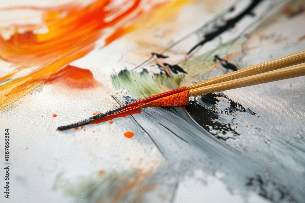Fototapeta premium Abstract brushstroke art with vibrant colors and dynamic movement