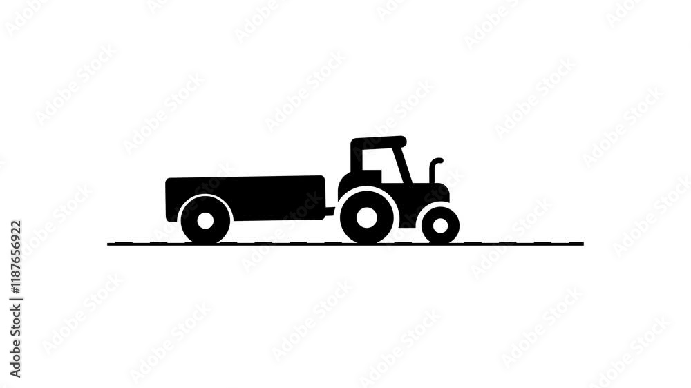 Farm tractor moving animation. transportation background tractor driving on road. flat design tractor icon. Farm tractor moving animation. transportation background tractor driving on road. flat design tractor icon.