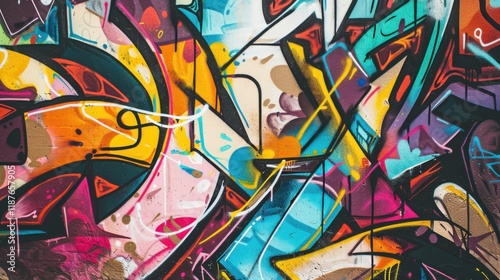 Wallpaper Mural a burst of vibrant street art and cultural diversity, white space in the center of the page for text, bold and expressive hues against a backdrop of urban life Torontodigital.ca