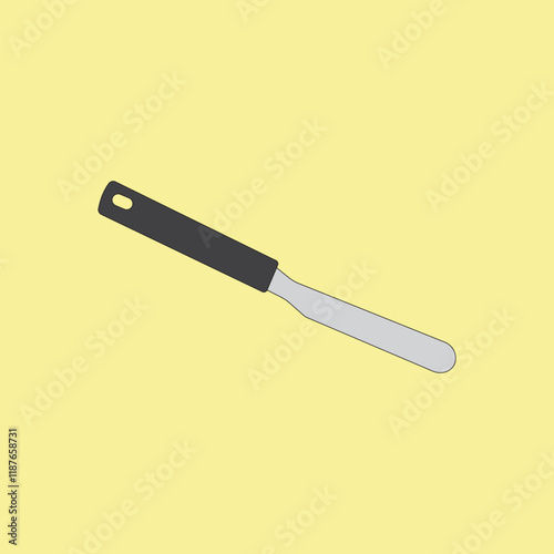 Frosting spatula vector illustration on yellow background. Cream scarper. Cake decorating tool