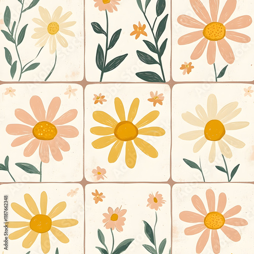 Creative 2D Doodle Floral Illustrations for wallpaper, card, tile