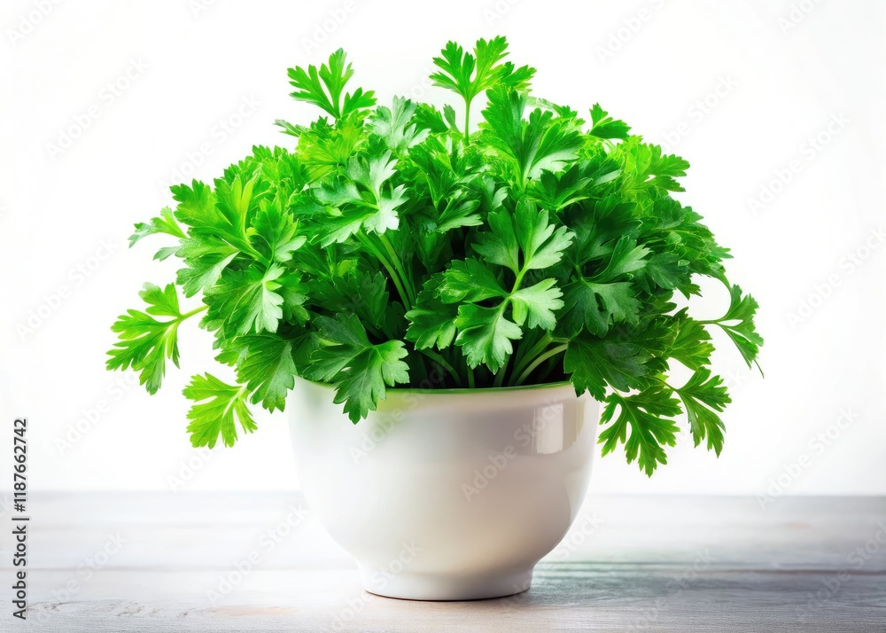 Fototapeta premium Panoramic Parsley in White Pot - AI Photography