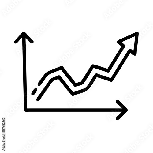 Line chart with upward trend, business performance icon