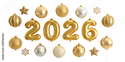 Happy New Year 2026 3d rendering Text Effect banner or poster card design
