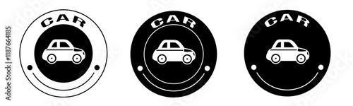 Black and white illustration of car icon in flat. Stock vector.