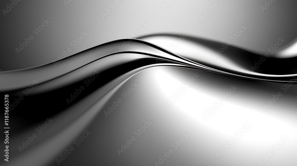Obraz premium Abstract grayscale flowing metallic wave design