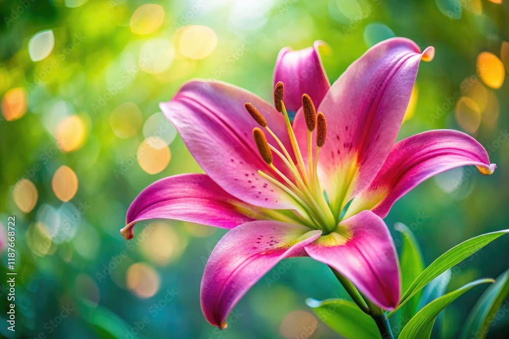 Fototapeta premium Pink Lily Macro Close-up Summer Garden