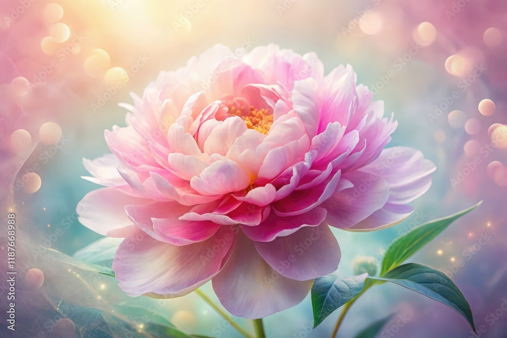 Fototapeta premium Pink Peony Double Exposure Dreamy Floral AI Art