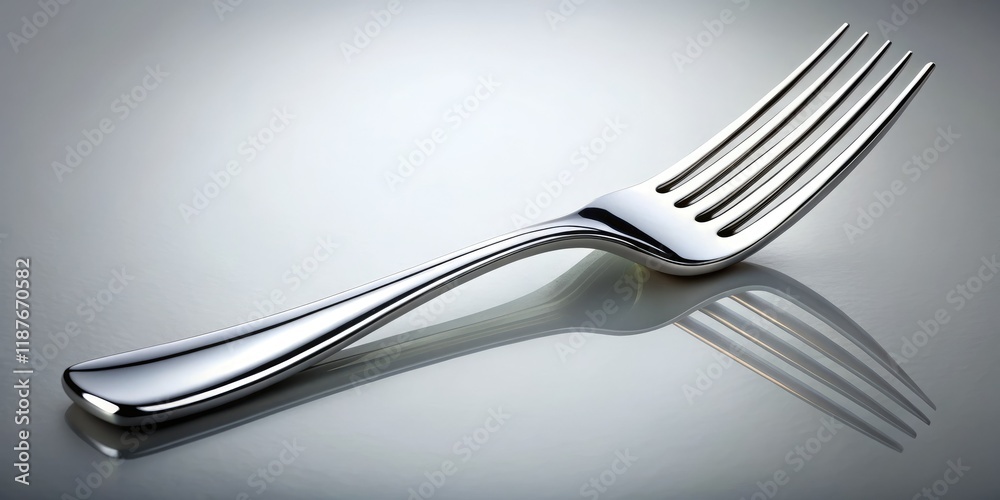 Polished Silver Fork on White Background - High-Quality Product Photography Polished Silver Fork on White Background - High-Quality Product Photography