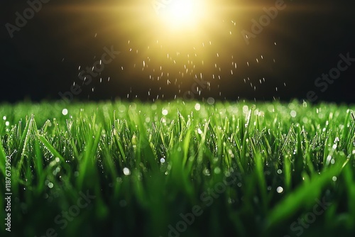 Glistening Blades of Grass: A Sparkling Summer Scene