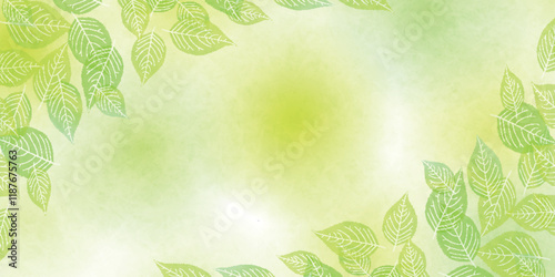 新緑　葉　和柄　背景