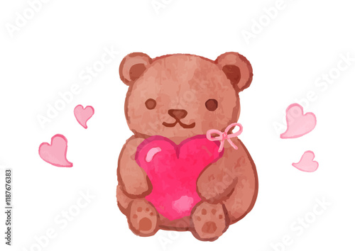 可愛いハートを持ったクマのイラスト