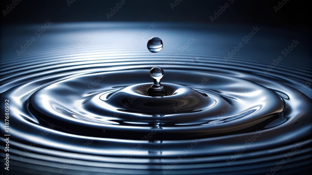 Water droplet falling on dark surface Water droplet falling on dark surface