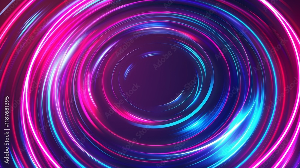 Obraz premium Abstract Neon Rings Wallpaper