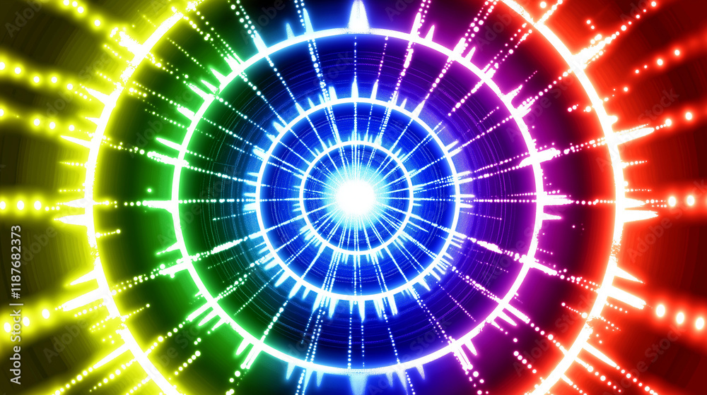 Obraz premium Abstract Neon Circles with Vivid Colors in a Dynamic and Artistic Background
