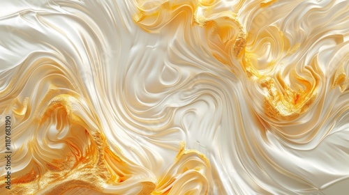 Abstract Swirl Pattern, White and Gold Texture Wallpaper