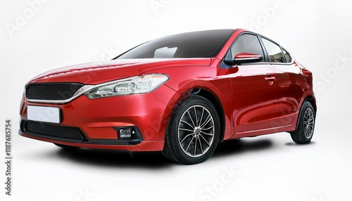 Sleek red sedan, modern design, studio shot.