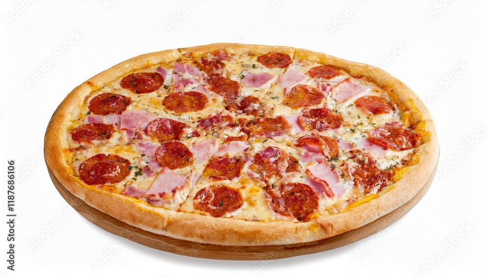Delicious pepperoni and ham pizza, perfect for any occasion! Delicious pepperoni and ham pizza, perfect for any occasion!