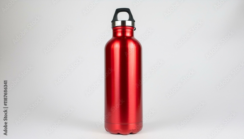 Sleek red water bottle with a carry handle. Perfect for hydration on the go! Sleek red water bottle with a carry handle. Perfect for hydration on the go!