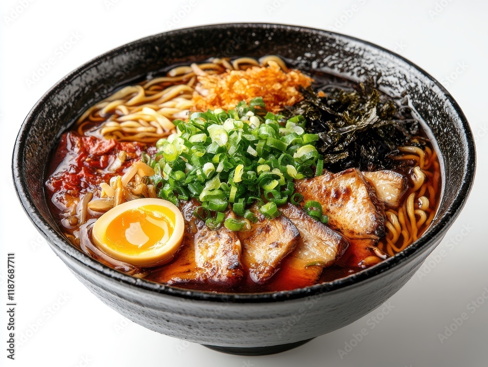 Delicious and Authentic Japanese Ramen Bowl with Tender Pork Chashu, Soft Boiled Egg, Green Onions, Seaweed, and Rich Broth for Food Lovers Delicious and Authentic Japanese Ramen Bowl with Tender Pork Chashu, Soft Boiled Egg, Green Onions, Seaweed, and Rich Broth for Food Lovers