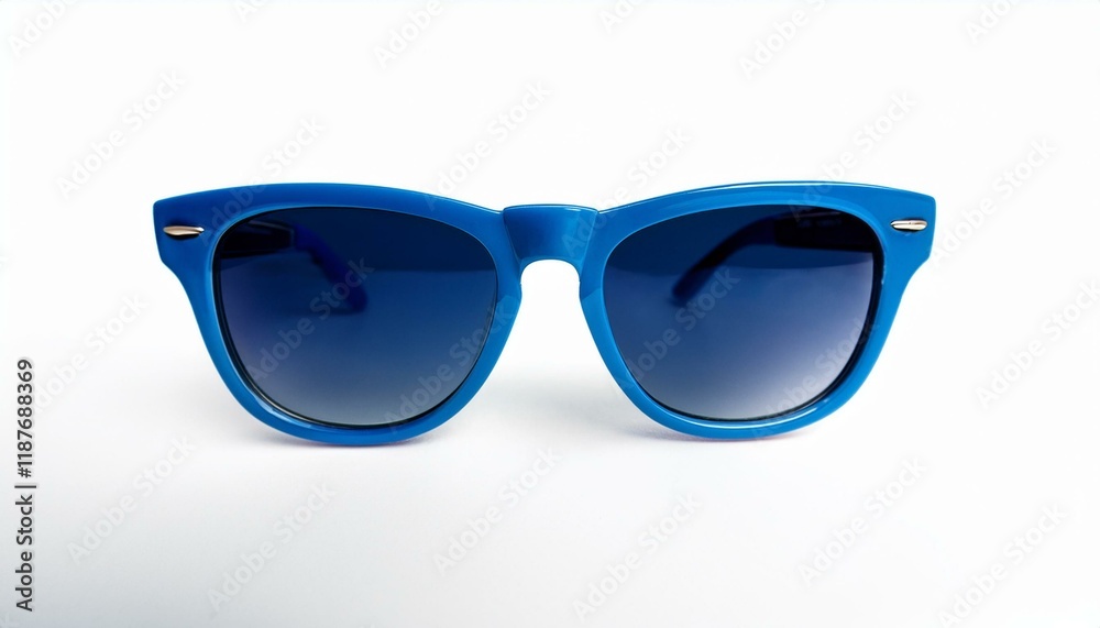 Cool blue sunglasses against a white background. Cool blue sunglasses against a white background.