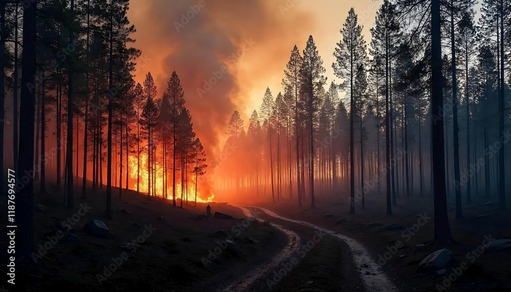 pine forest before and after the fire.