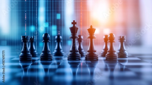 Wallpaper Mural Chess pieces on a digital board with futuristic lights and technology background Torontodigital.ca